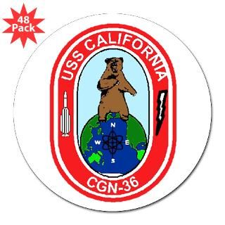USS California CGN 36 Round Sticker for $30.00