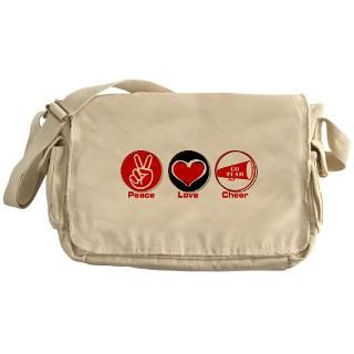 Peace Love Cheer Red Messenger Bag for $37.50