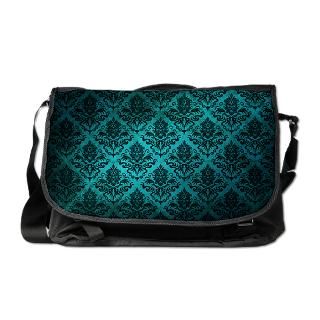 Turquoise Damask Square Messenger Bag