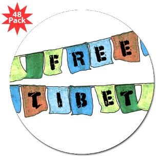Free Tibet Prayer Flags 3 Lapel Sticker (48 pk)