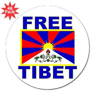 FREE TIBET 3 Lapel Sticker (48 pk)  Free Tibet with Flag of Tibet