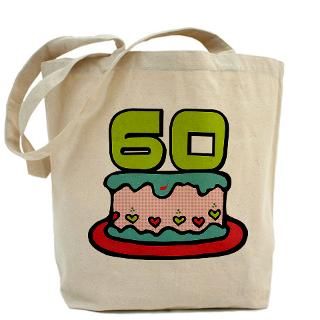 60 Gifts  60 Bags  60 Year Old Birthday Cake Tote Bag