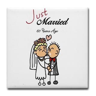 10Th Anniversary Coasters  Just Married 60 years ago Tile Coaster