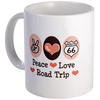 Gifts  Americana Drinkware  Peace Love Route 66 Road Trip Mug