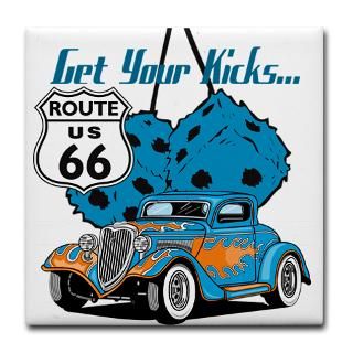  Car Kitchen and Entertaining  Dice Rt 66 Hot Rod Tile Coaster