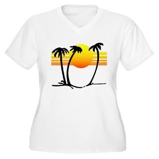 Beach Sunsets Womens Plus Size V Neck T Shirt