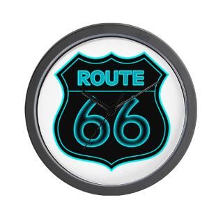 Route 66 Neon   Teal Wall Clock for $18.00