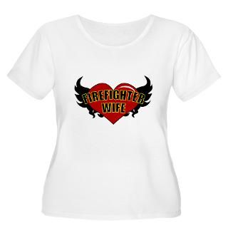 FIREFIGHTER WIFE HEART & WINGS Plus Size T Shirt by americanstyle