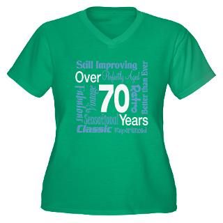 Over 70 years, 70th Birthday Womens Plus Size V N for