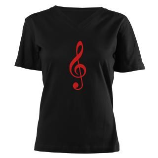 Red Treble Clef on T shirts, tops and a range of gift items