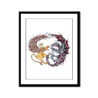 griffin fighting dragon framed panel print $ 82 98