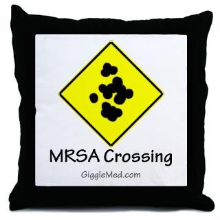 mrsa crossing sign 01 throw pillow $ 20 97