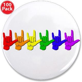 Sign Language Buttons  I love you   colorful 3.5 Button (100 pack