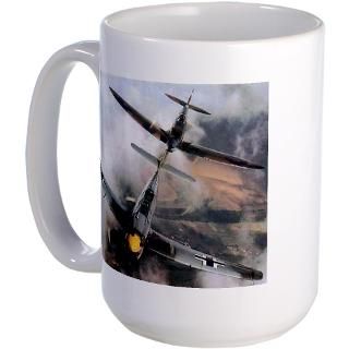 Aircraft Gifts  Aircraft Drinkware  Spitfire Chasing ME 109 Mug