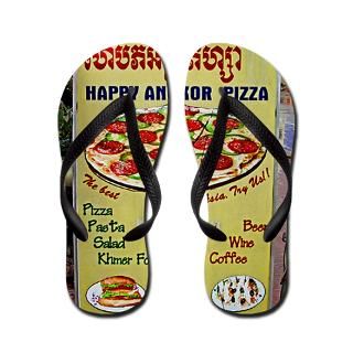 Happy Pizza Sign Flip Flops by frakfak