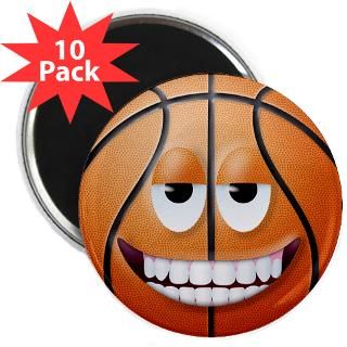 Basketball 2 Smiley Face 2.25 Magnet (10 pack)