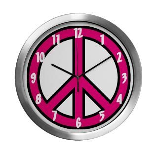 Pink Peace Sign Wall Clock by expressivemind
