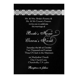 PURPLE SILVER BLACK Lace Rose Wedding Invitation