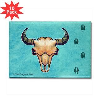Buffalo Skull turquoise Rectangle Magnet (10 pack)