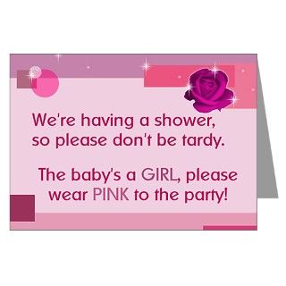 Girl Gifts  Baby Girl Greeting Cards  Pink Baby Shower Invitation