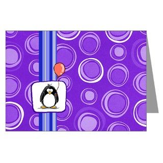 Greeting Cards  Purple Dots Penguin Party Invitations (Pk of 10