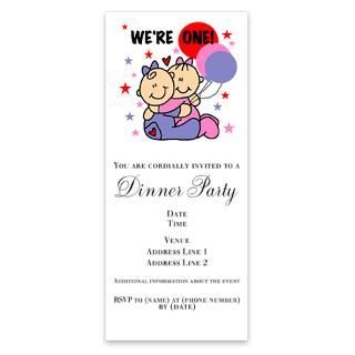 Twins First Birthday Invitations  Twins First Birthday Invitation