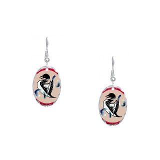 Bird Gifts  Bird Jewelry  Loon Earring Oval Charm