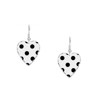 1950S Gifts  1950S Jewelry  Black and White Polka Dot Earring Heart