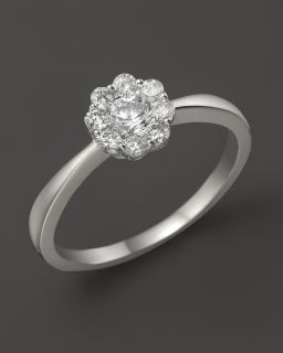Diamond Flower Ring In 14K White Gold, 0.50 ct.