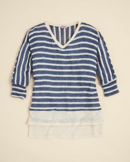 Girls Panama Stripe Loose Knit Top   Sizes 7 14