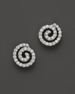 Diamond Swirl Earrings in 14K White Gold, .50 ct. t.w.