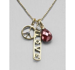 Mary Margrill Womens Multi Love & Peace Sign Pendant Necklace 16