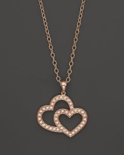 18K Rose Gold Pavé Diamond Open Heart Pendant, 16.5