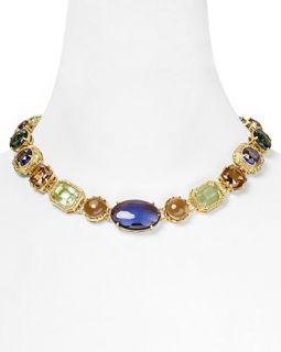 Lux Glamorous Jewels Stone Collar Necklace, 17