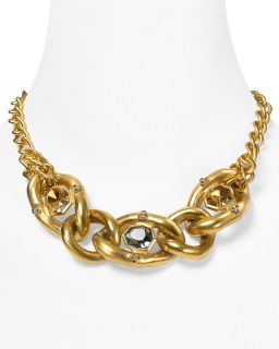 On The Edge Gold Chain Link Multi Stone Necklace, 17