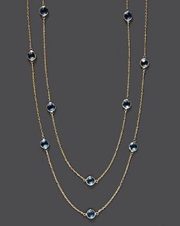 Blue Topaz Necklace In 14K Yellow Gold, 44