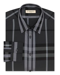 Burberry London Charcoal Check Contemporary Fit Dress Shirt