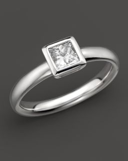 Bezel set Princess Cut Diamond Ring in 18 Kt. White Gold, 0.50 ct. t.w