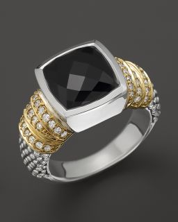 Lagos Embrace Noir Sterling Silver Black Spinel Ring with 18K Gold and