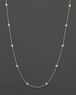 Coin Diamond Station Necklace in 18 Kt. White Gold