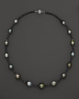 White Gold Semi Baroque Tahitian Pearl Necklace, 18