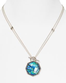 Jack Sterling Silver Blue Abalone Marcasite Convertible Necklace, 17