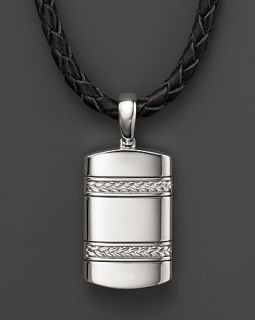 Silver Pendant on Black Leather Necklace, 22
