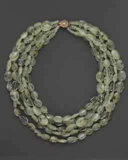 Lara Gold for LTC Five Strand Prehnite and Green Amethyst Necklace, 17