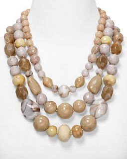Aqua Multi Layer Beaded Necklace in Ivory, 22