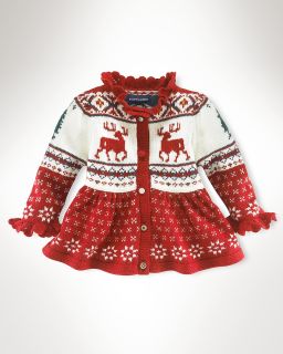 Infant Girls Holiday Intarsia Babydoll Cardigan   Sizes 9 24 months