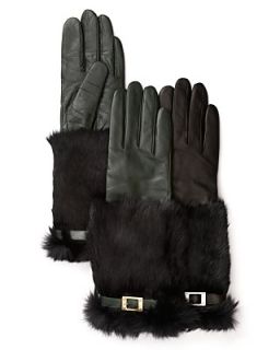 Rachel Zoe Lamb Gloves With Genuine Rabbit Cuff