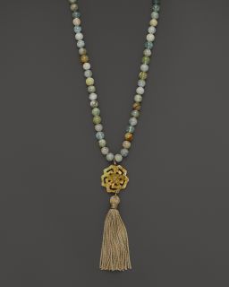 Gold for LTC Aquamarine Necklace with Serpentine Pendant & Tassle, 30