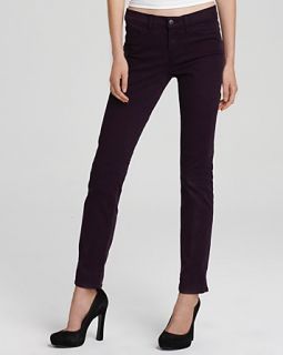 Brand Mid Rise Twill Skinny Jeans in Aubergine