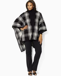 Lauren Ralph Lauren Plus Size Zary Lambswool Plaid Sweater Poncho